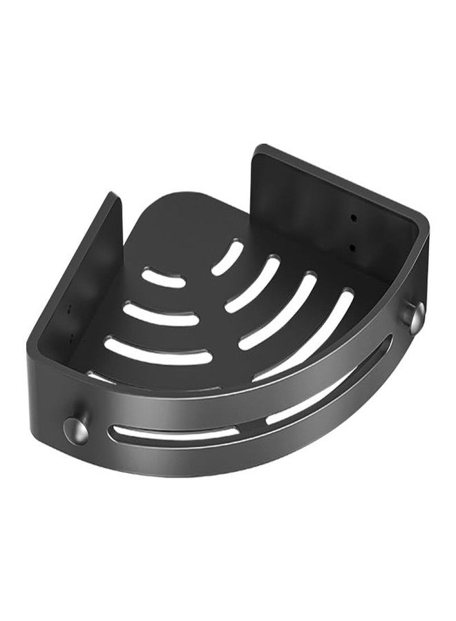 رف تخزين مثلث الشكل للحمام، يُثبت على الحائط بدون مسامير، مناسب لحوض الغسيل والمطبخ والمرحاض، يتحمل وزنًا يصل إلى 10 كجم، مصنوع من بلاستيك غير لامع، منظم أنيق من طبقة واحدة - Image 1